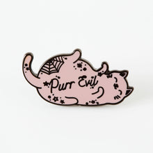 Load image into Gallery viewer, Purr Evil Pink Cat Enamel Pin
