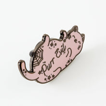 Load image into Gallery viewer, Purr Evil Pink Cat Enamel Pin
