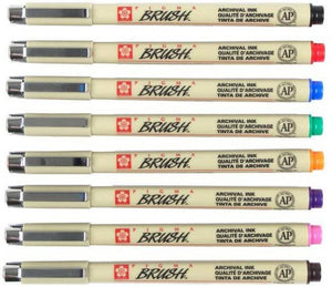 Sakura Pigma Brush Pen Set of 8 Assorted Colours