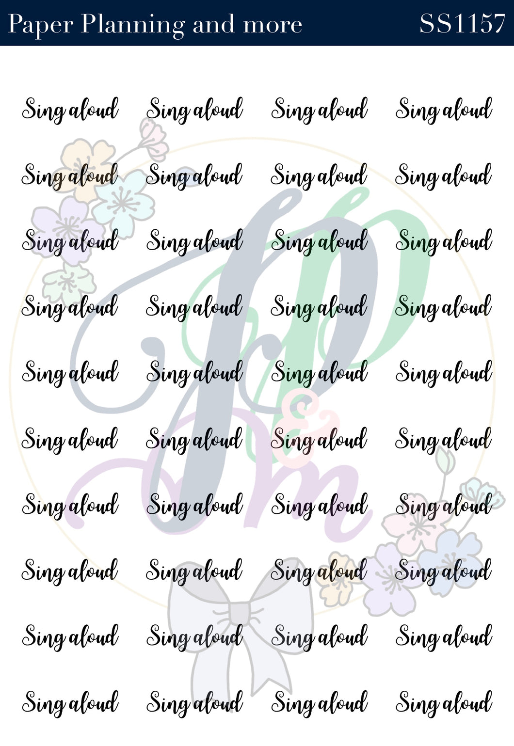 Sing Aloud Handwritten Sticker Sheet